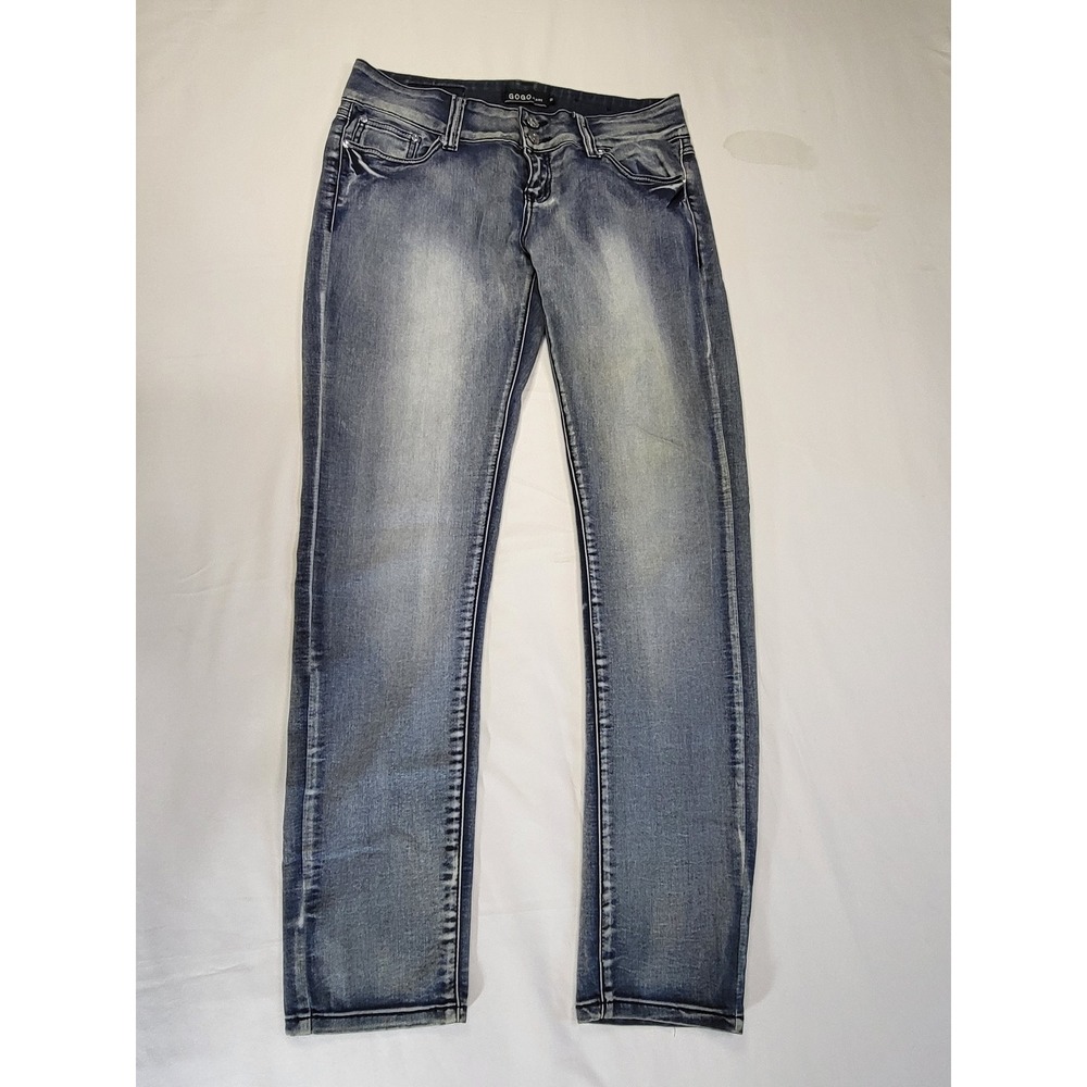 GOGO Jeans Womens 11 Medium Wash Skinny Low Rise Rhinestone Back Pocket Denim